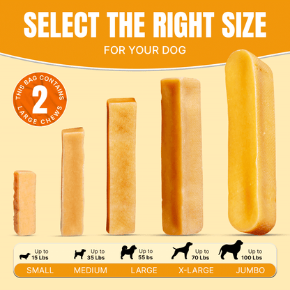 Long Lasting Yak Cheese Chews for Large dogs - 2 sticks