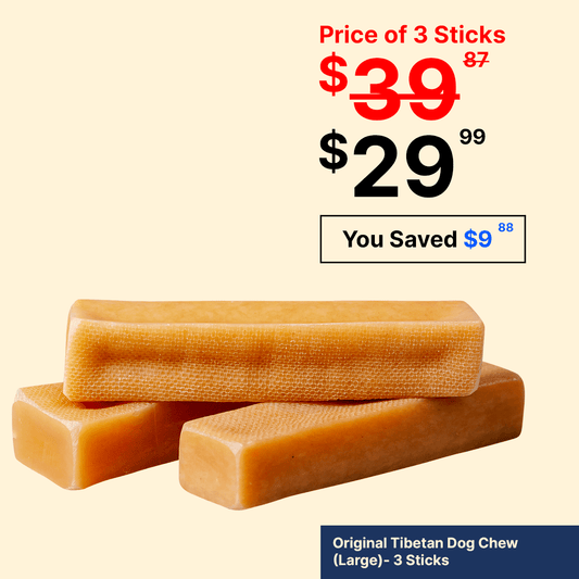 Large All natural Yak Cheese Chew - 3 sticks Dog Treats