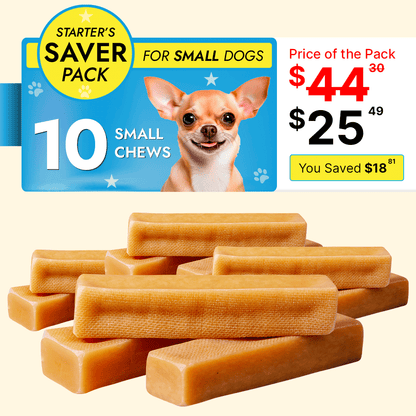 Small Dog Starter Pack - 10 Sticks Healthy Yak Cheese Chew for Dental Health