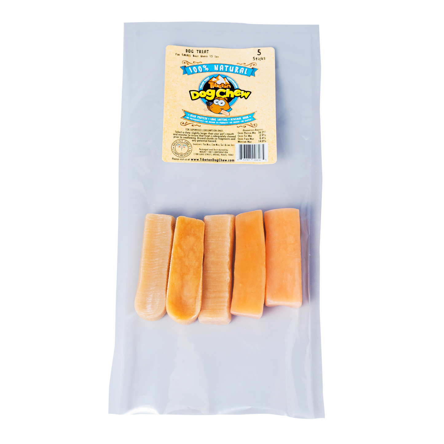 Long lasting Yak Cheese Chews for Small Dogs - 5 sticks