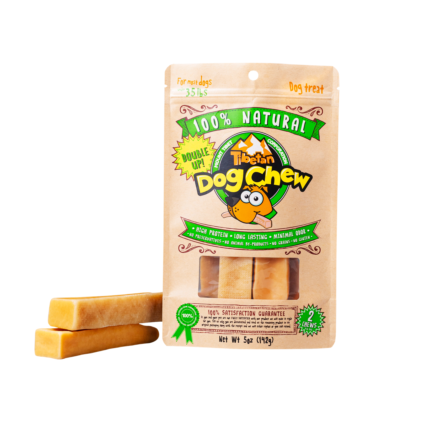 100% Natural Medium Yak Cheese Dog Chews - 2 sticks Chew