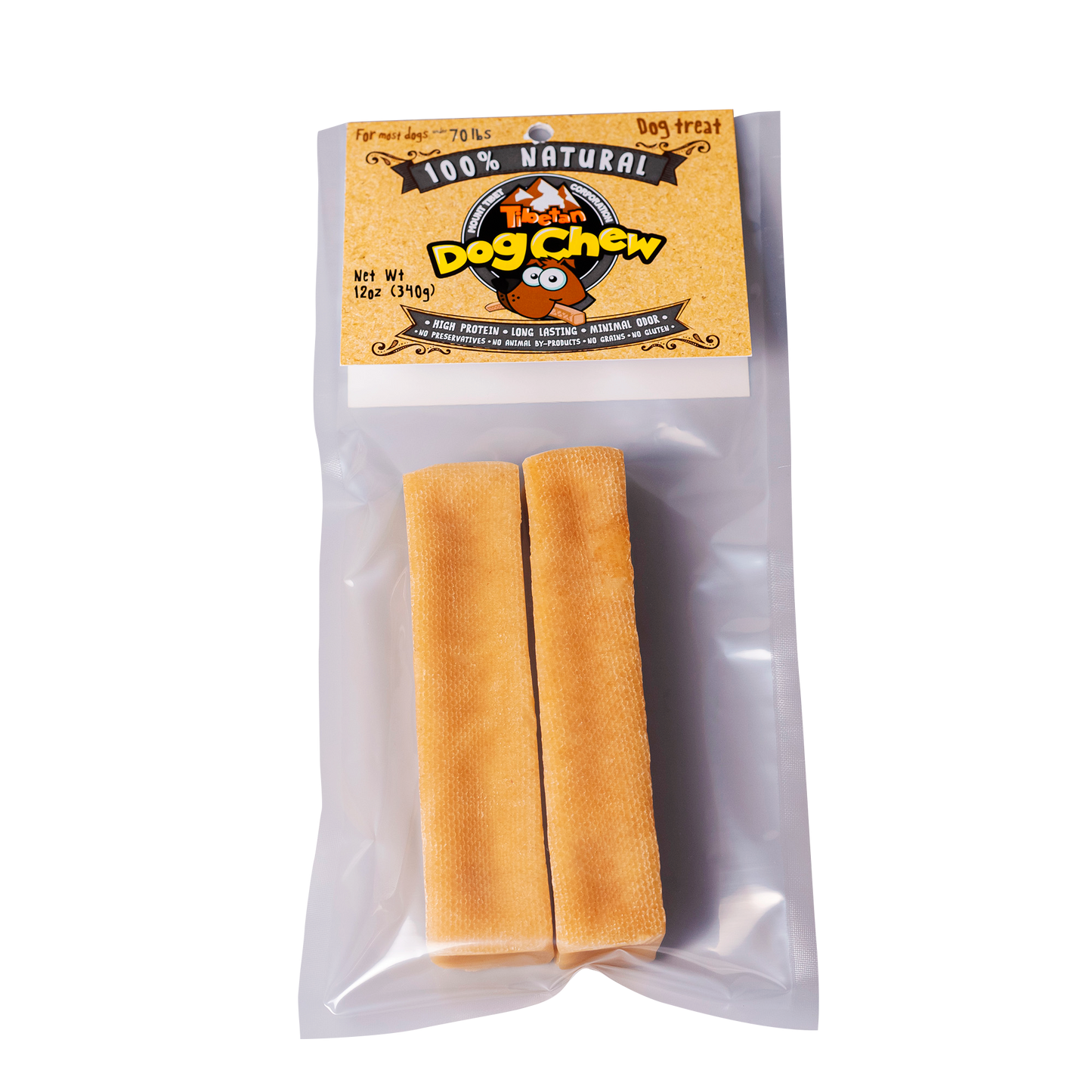 X-Large Size Dog Chew - 2 pc Yak Cheese Sticks For Most Aggressive Chewers Under 70 lbs